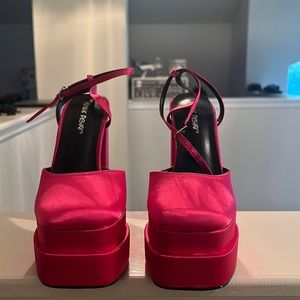 Hot pink satin platform